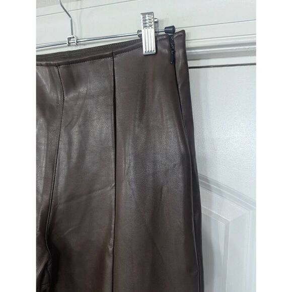 Abercrombie & Fitch Vegan Leather Pants women's size Med brown flare high rise - Picture 2 of 7
